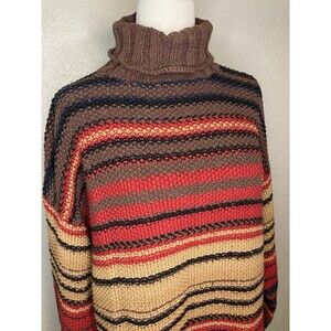 Harold’s Turtleneck Oversized Sweater M/L Womens Brown Chunky Y2K Cabincore